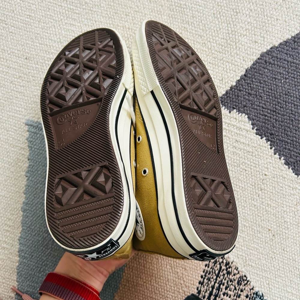 Converse High Top Sneakers in Mustard Yellow and White - Picture 5 of 6